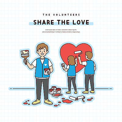 일러스트 모션 협력 아이디어 사랑 미술 여러명 일상 페인트 하트 표현 작업 봉사 색칠 벽화 나눔 자원 공동체 창의성 국내일러스트 AI파일 모양 감정 다수 컨셉 문화예술 사람 라이프 도움 그림 파일형식 벡터