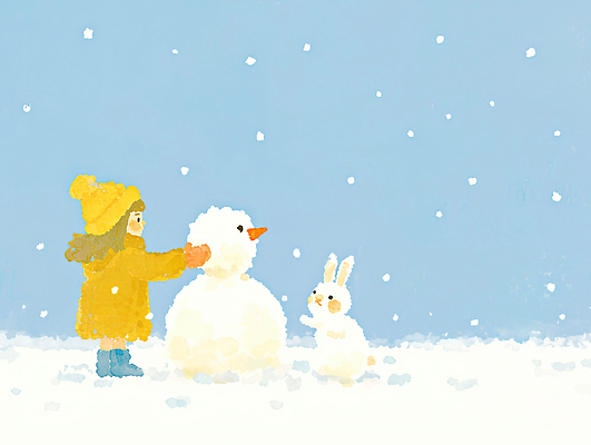 JPG 동물 행복 어린이 컬러 겨울 일러스트 가족 자연 눈사람 놀이 하늘 야외 친구 외투 토끼 눈송이 즐거움 장면 국내일러스트 AI일러스트 AI콘텐츠 계절 감정 상의 포유류 관계 눈_날씨 사람 반려동물 생태계 파일형식