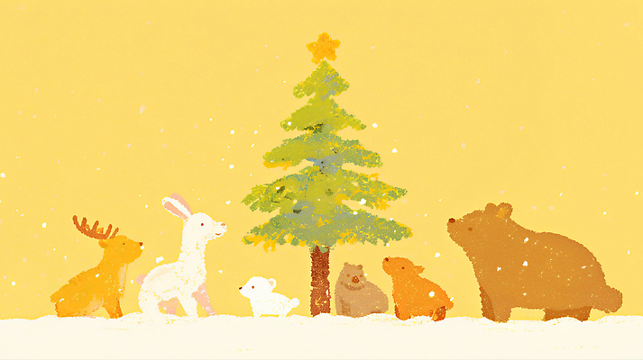 JPG 나무 동물 감정 컬러 크리스마스 겨울 일러스트 곰 자연 생명 사슴 평화 귀여움 모임 아기 토끼 숲 국내일러스트 식물 계절 기념일 컨셉 포유류 사람 반려동물 생태계 파일형식