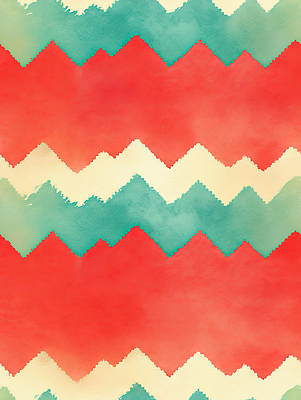 JPG 디자인 예술 컬러 백그라운드 패턴 일러스트 수채화 그래픽 장식 빨간색 초록색 파란색 인테리어 물감 감각 모던 그림 질감 지그재그 국내일러스트 AI일러스트 AI콘텐츠 무늬 미술도구 파일형식