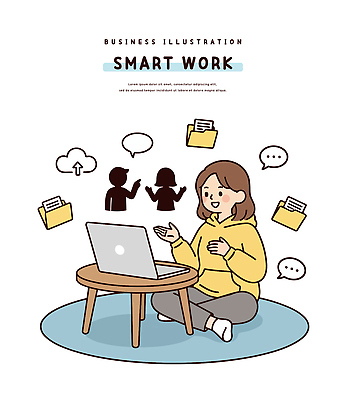 여자 일러스트 비즈니스 탁자 대화 사람 일상 노트북 저녁 파일 소통 국내일러스트 AI파일 가구 컨셉 말하기 라이프 전자제품 야간 파일형식 벡터
