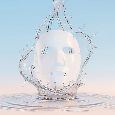 JPG 편집이미지 자연 하늘 마스크 물 화장품 흰색 물방울 신선 수면 떨어짐 피부 장면 보습 이미지편집 AI컴퓨터그래픽 AI콘텐츠 자연요소 컬러 컨셉 신체부위 뷰티 생태계 파일형식