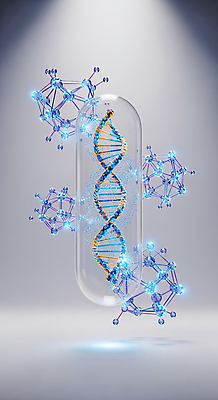 JPG 모델 편집이미지 과학 의학 생명 기술 실험 알약 투명 구출 DNA 생물학 원자 생명과학 상호작용 이미지편집 AI컴퓨터그래픽 AI콘텐츠 교육 약 도움 생명공학 파일형식