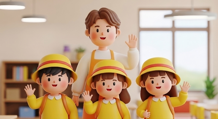 JPG 편집이미지 학생 교육 행복 어린이 교실 함께함 웃음 교사 유치원 유치원생 즐거움 손흔들기 편집3D AI컴퓨터그래픽 AI콘텐츠 직업 감정 컨셉 학교 모션 표정 사람 3D 파일형식