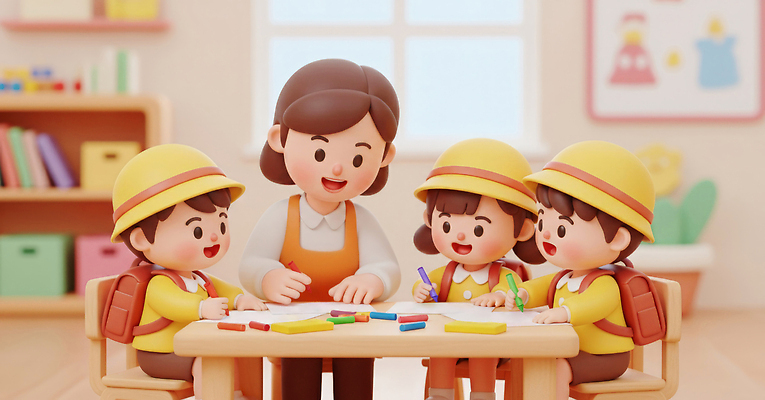 JPG 편집이미지 어린이 교실 모션 놀이 탁자 수업 색연필 미술 친구 학습 교사 유치원 유치원생 집중 즐거움 그림 편집3D AI컴퓨터그래픽 AI콘텐츠 직업 교육 감정 가구 컨셉 학교 관계 문화예술 학용품 사람 3D 파일형식