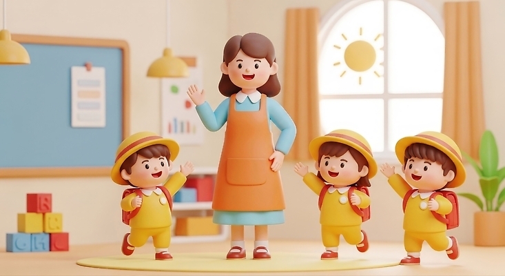 JPG 편집이미지 교육 행복 어린이 교실 모션 놀이 친구 노란색 교사 유치원 유치원생 즐거움 소통 편집3D AI컴퓨터그래픽 AI콘텐츠 직업 감정 컬러 컨셉 학교 관계 사람 3D 파일형식