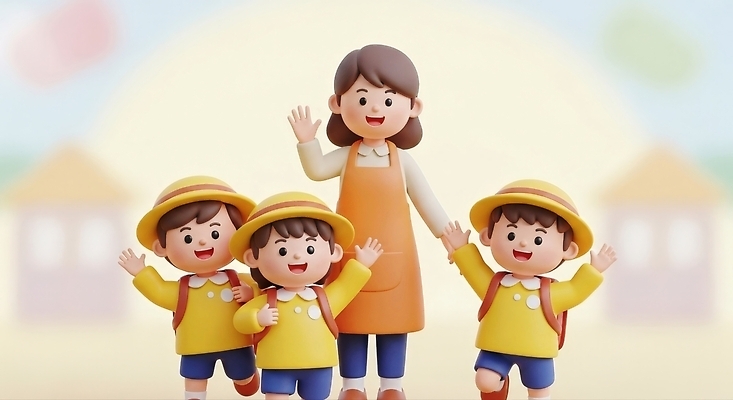 JPG 편집이미지 캐릭터 교육 어린이 컬러 모션 놀이 초등학교 웃음 손짓 친구 노란색 마을 교사 유치원 유치원생 즐거움 편집3D AI컴퓨터그래픽 AI콘텐츠 직업 감정 학교 관계 표정 사람 3D 파일형식