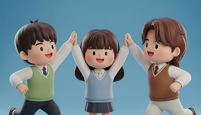 감정 컬러 컨셉 관계 미술 사람 신체부위 3D 파일형식 AI콘텐츠 캐릭터 응원 손 파란색 즐거움 옷 어린이 친구 분위기 조형물 아기 편집이미지 편집3D JPG AI컴퓨터그래픽