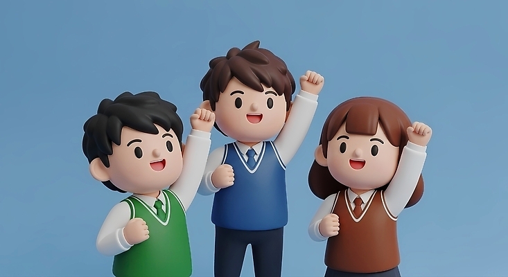 교육 감정 컬러 컨셉 관계 표정 사람 신체부위 3D 최고 등하교 파일형식 AI콘텐츠 학생 어린이 기쁨 웃음 우승 손 파란색 친구 하교 축하 협력 활발 수업 행복 편집이미지 편집3D JPG AI컴퓨터그래픽