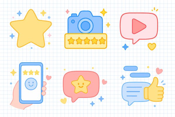 디자인 행복 감정 별 말풍선 일러스트 커뮤니케이션 핸드폰 카메라 어플리케이션 스타 댓글 평가 소통 리뷰 별점 소셜미디어 좋음 사용자 국내일러스트 AI파일 자연요소 컨셉 전자제품 점수 파일형식 벡터