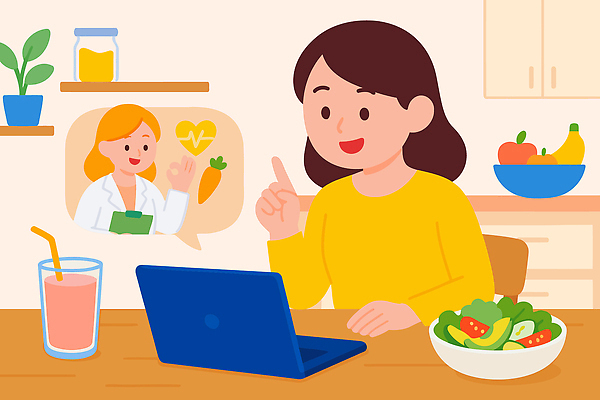 라이프스타일 여자 행복 음식 채소 과일 일러스트 건강 대화 요리 건강관리 주방 식사 샐러드 준비 상담 온라인 건강식 스무디 원격의료 국내일러스트 AI파일 감정 음료 의학 관리 말하기 사람 생활 진료 원격 파일형식 벡터