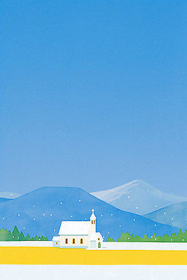 JPG 주간 설경 겨울 일러스트 자연 하늘 산 따뜻함 풍경 일상 파란색 교회 평화 마을 고요 기도 소나무 고립 국내일러스트 AI일러스트 AI콘텐츠 자연요소 나무 계절 컬러 컨셉 종교건축 건물 라이프 생태계 파일형식