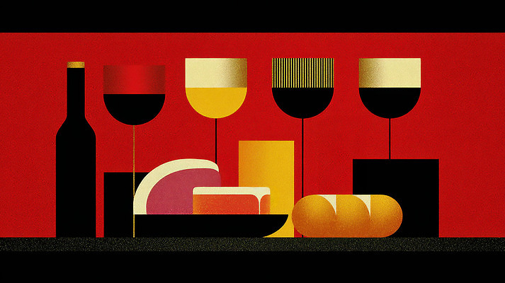 JPG 디자인 음료 음식 빵 일러스트 탁자 육류 일상 빨간색 파티 와인 주스 전시 모임 고급 저녁 즐거움 준비 특별함 스타일 국내일러스트 AI일러스트 AI콘텐츠 감정 컬러 가구 컨셉 식재료 주류 이벤트 라이프 야간 파일형식