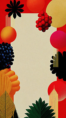 JPG 식물 디자인 컬러 백그라운드 패턴 일러스트 그래픽 장식 빨간색 노란색 검은색 원형 감각 화려 모던 기하학 조화 국내일러스트 AI일러스트 AI콘텐츠 도형 컨셉 무늬 파일형식