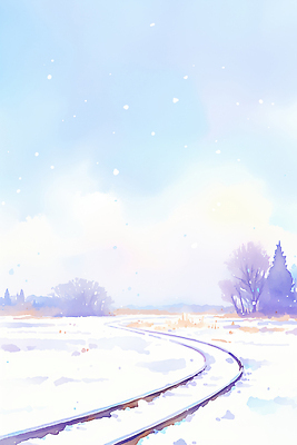 JPG 나무 길 여행 겨울 일러스트 자연 하늘 풍경 파란색 햇빛 고요 기찻길 분위기 차가움 이별 평야 국내일러스트 AI일러스트 AI콘텐츠 식물 계절 컬러 컨셉 태양 생태계 파일형식
