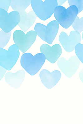 JPG 디자인 감정 예술 컬러 백그라운드 패턴 일러스트 수채화 사랑 장식 파란색 하트 심장 표현 편안함 그림 심플 부드러움 감성 창의성 국내일러스트 AI일러스트 AI콘텐츠 모양 컨셉 무늬 장기_의학 감각 파일형식