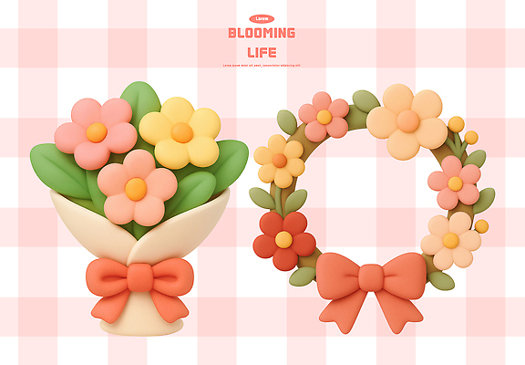 PSD 편집이미지 디자인 꽃 행복 감정 컬러 꽃다발 자연 생명 따뜻함 장식 화환 봄 조화 편집3D 식물 계절 3D 생태계 파일형식