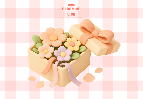 PSD 편집이미지 디자인 기념일 꽃 리본 컬러 선물 사랑 장식 상자 기쁨 축하 생일 소중 그림 화사함 편집3D 식물 감정 컨셉 이벤트 3D 파일형식