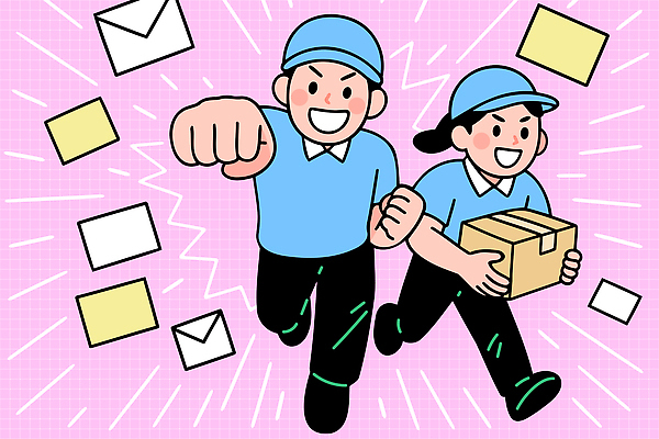 포즈 일러스트 모션 협력 거리 사람 일상 달리기 파이팅 업무 배달원 편지 우편물 배송 서비스 속도 소포 소통 국내일러스트 AI파일 직업 컨셉 라이프 작업 파일형식 벡터