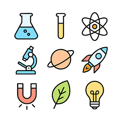식물 아이콘 지구 과학 전구 실험 우주 망원경 검사_조사 원자 미생물 탐사 자석 물리학 2D아이콘 AI파일 교육 생물 물리 파일형식 벡터
