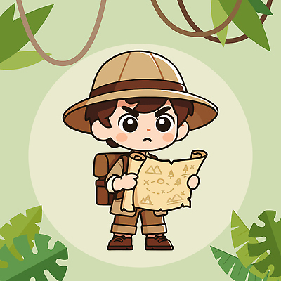 식물 캐릭터 어린이 여행 지도 일러스트 자연 환경 탐험 도전 열대우림 모험가 호기심 상상력 지리 국내일러스트 AI파일 감정 컨셉 사람 숲 생태계 파일형식 벡터