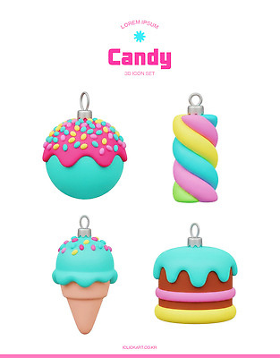 모양 PSD 편집이미지 디자인 컬러 아이스크림 사탕 장식 세트 귀여움 도넛 롤 기하학 엘리먼트 창작 디지털아트 오너먼트 편집3D 컨셉 크리스마스장식 무늬 디저트 3D 파일형식