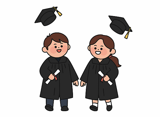 학생 기념일 행복 일러스트 졸업 학교 성공 졸업식 기념 웃음 이벤트 친구 기쁨 축하 추억 결합 졸업장 전통의상 손에든 학위 국내일러스트 AI파일 전통 교육 감정 컨셉 관계 표정 파일형식 벡터