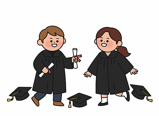 학생 교육 행복 어린이 일러스트 학사모 졸업 학교 성공 졸업식 친구 학습 기쁨 축하 가운 졸업장 연령 노력 기념사진 마무리 순간 국내일러스트 AI파일 모자_잡화 옷 감정 컨셉 관계 사람 파일형식 벡터