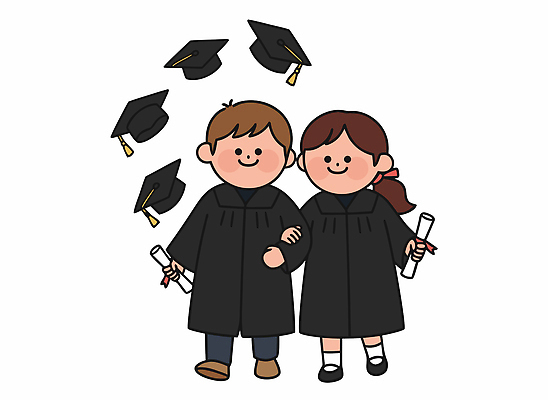 교육 행복 어린이 일러스트 졸업 성공 미래 졸업식 이벤트 친구 팔짱 기쁨 성장 축하 즐거움 노력 기념촬영 자부심 학위 국내일러스트 AI파일 감정 컨셉 관계 모션 사람 사진촬영 파일형식 벡터