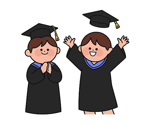 기념일 행복 어린이 일러스트 학사모 졸업 학교 성공 졸업식 함께함 웃음 친구 기쁨 무대 축하 순수 열정 세레모니 국내일러스트 AI파일 모자_잡화 교육 감정 컨셉 관계 표정 사람 이벤트 파일형식 벡터