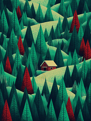 JPG 나무 일러스트 자연 하늘 산 풍경 초록색 평화 환경 고요 공간 숲 편안함 오두막 그림 조용 국내일러스트 AI일러스트 AI콘텐츠 식물 컬러 컨셉 감각 생태계 파일형식