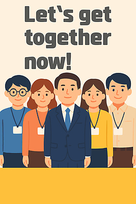 일러스트 회의 협력 직장 함께함 미소 이벤트 여러명 친구 만남 전문직 이름표 동료 교류 소통 진로 네트워킹 국내일러스트 AI파일 직업 다수 컨셉 회사 비즈니스 관계 표정 사람 네트워크 파일형식 벡터