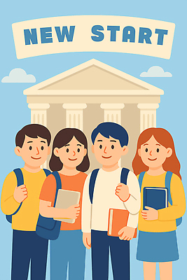 학생 교육 일러스트 학교 청소년 협력 함께함 웃음 책 친구 학습 스쿨라이프 공책 모임 축하 신학기 대학교 과제 공동체 부담 국내일러스트 AI파일 라이프스타일 컨셉 관계 문구용품 표정 사람 파일형식 벡터