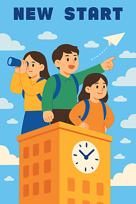 어린이 일러스트 상상 하늘 미래 협력 비행기 친구 희망 망원경 꿈 자유 탐험 도전 즐거움 측정 시계탑 긍정 국내일러스트 AI파일 감정 컨셉 관계 항공교통 대중교통 사람 탑 파일형식 벡터