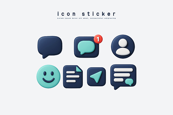 PSD 아이콘 디자인 스티커 표정 대화 그래픽 3D아이콘 메시지 어플리케이션 알림 기능 소셜미디어 의사소통 인터페이스 프로필 사용자 말하기 파일형식