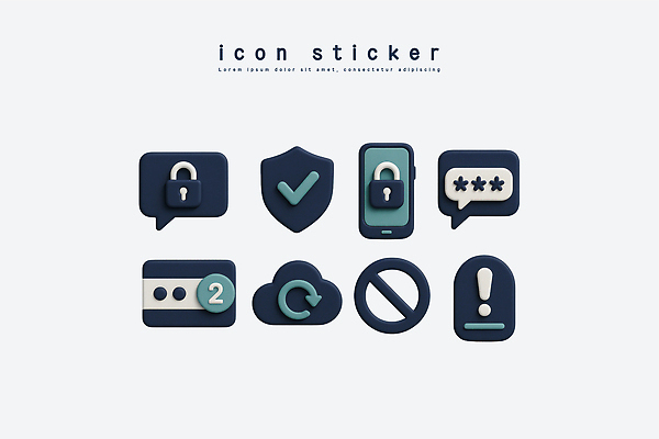 PSD 아이콘 디자인 스티커 통신 기술 경고 3D아이콘 정보 암호 보호 심볼 확인 잠금 보안 클라우드서비스 컨셉 안전 서비스 파일형식