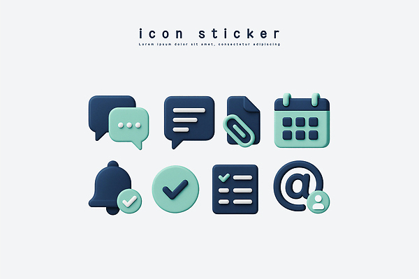 모양 PSD 아이콘 디자인 컬러 스티커 그래픽 3D아이콘 디지털 메시지 계획 알림 소통 체크리스트 벡터 컨셉 파일형식