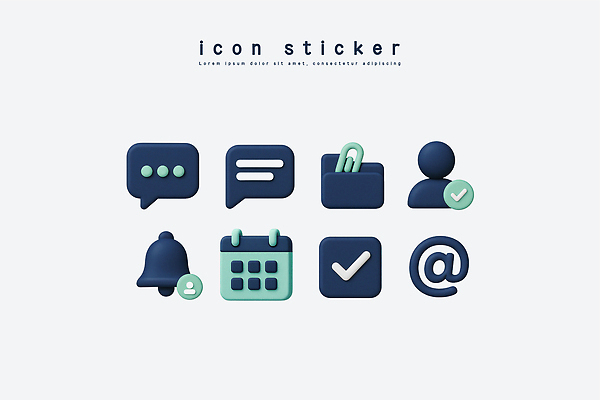 PSD 아이콘 디자인 컬러 스티커 커뮤니케이션 그래픽 3D아이콘 도구 메시지 계획 알림 체크표시 모던 심플 프로필 사용자 컨셉 확인 파일형식