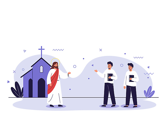 캐릭터 기독교 종교 일러스트 대화 여러명 교회 믿음 성경 천주교 예수 가르침 성직자 신도 소통 공동체 복음 신앙생활 국내일러스트 AI파일 교육 감정 다수 컨셉 종교용품 종교건축 말하기 사람 건물 신_종교 파일형식 벡터