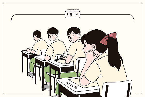 학생 일러스트 교실 학교 청소년 수업 스트레스 표정 친구 학습 교사 시험 집중 책상 시험지 긴장 시험준비 국내일러스트 AI파일 직업 교육 감정 가구 컨셉 관계 사람 준비 파일형식 벡터