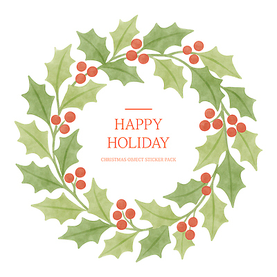 PSD 식물 디자인 계절 감정 컬러 백그라운드 스티커 크리스마스 겨울 패턴 일러스트 선물 그래픽 장식 빨간색 초록색 축제 휴일 즐거움 창의성 크리스마스리스 국내일러스트 기념일 무늬 화환 파일형식