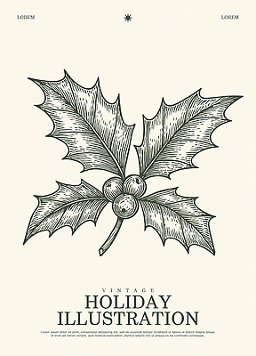 식물 디자인 계절 열매 예술 컬러 잎 크리스마스 겨울 일러스트 자연 따뜻함 장식 휴일 분위기 국내일러스트 AI파일 기념일 컨셉 생태계 파일형식 벡터