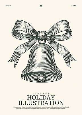 손글씨 디자인 기념일 리본 예술 크리스마스 일러스트 그래픽 장식 축제 종 빈티지 테마 국내일러스트 AI파일 컨셉 이벤트 파일형식 벡터