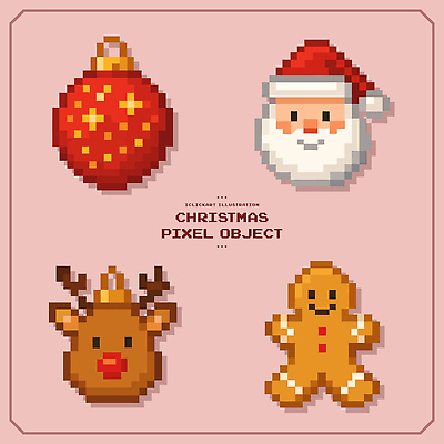 캐릭터 디자인 기념일 문화 상징 컬러 크리스마스 겨울 일러스트 장식 산타클로스 축제 즐거움 순록 연말 디지털아트 픽셀 진저쿠키 국내일러스트 AI파일 계절 감정 이벤트 쿠키 파일형식 벡터
