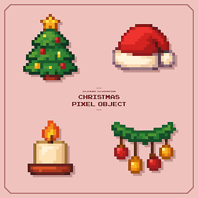 디자인 계절 예술 크리스마스장식 크리스마스 겨울 일러스트 촛불 산타모자 장식 크리스마스트리 귀여움 축제 화환 오브젝트 아이템 색감 핸드메이드 픽셀 아기자기 국내일러스트 AI파일 모자_잡화 기념일 꽃 컨셉 초 파일형식 벡터