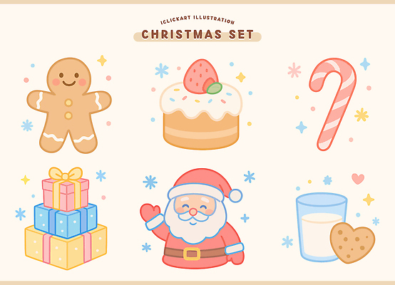 디자인 기념일 행복 크리스마스 겨울 일러스트 가족 사탕 선물 장식 산타클로스 쿠키 귀여움 케이크 축제 우유 색칠 즐거움 국내일러스트 AI파일 계절 감정 컨셉 관계 디저트 유제품 이벤트 파일형식 벡터
