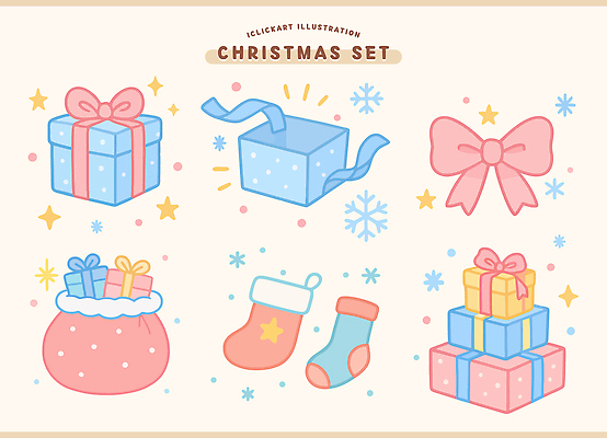 디자인 기념일 행복 감정 리본 컬러 크리스마스 일러스트 선물 장식 컬러풀 파티 축제 눈송이 포장지 풍선 꾸미기 설렘 연말 국내일러스트 AI파일 포장 눈_날씨 이벤트 파일형식 벡터