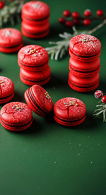 JPG 편집이미지 음식 크리스마스장식 크리스마스 디저트 장식 빨간색 초록색 파티 제과 축제 달콤 설탕 제빵 마카롱 편집실사 AI포토 AI콘텐츠 기념일 컬러 이벤트 제과제빵 맛 CG 파일형식