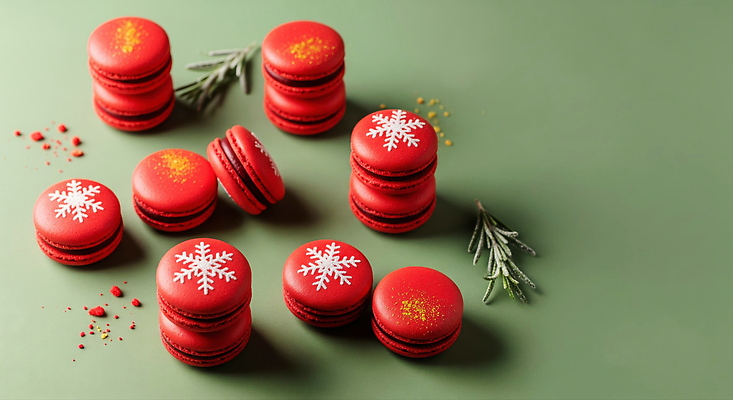 JPG 편집이미지 기념일 음식 크리스마스 겨울 디저트 사랑 요리 빨간색 소풍 파티 눈송이 오브젝트 로즈메리 마카롱 편집실사 AI포토 AI콘텐츠 계절 감정 컬러 눈_날씨 이벤트 야외활동 허브 CG 파일형식