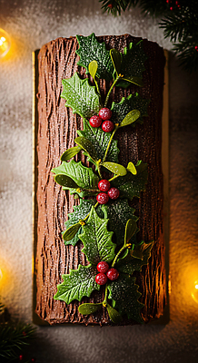 JPG 편집이미지 음식 크리스마스 디저트 요리 장식 빛 파티 케이크 초콜릿 축제 달콤 즐거움 연말 크리스마스케이크 부쉬드노엘 편집실사 AI포토 AI콘텐츠 기념일 감정 이벤트 맛 CG 파일형식